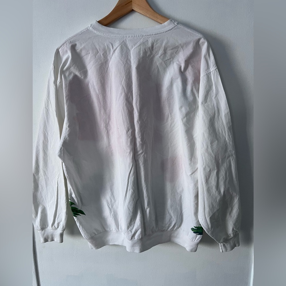 Vintage Hand painted Floral Red and Green Long Sleeve Shirt - Picture 8 of 11